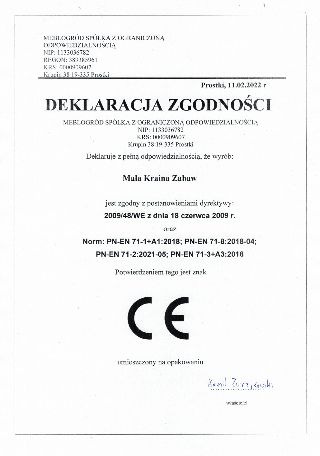 deklaraca ce mkz pdf