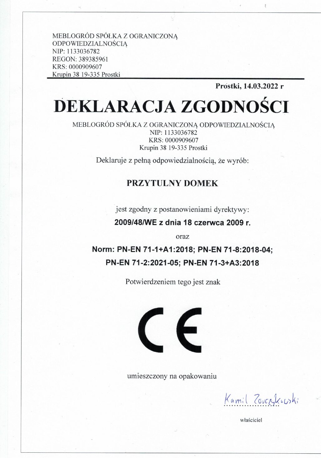 deklaracja CE PD pdf